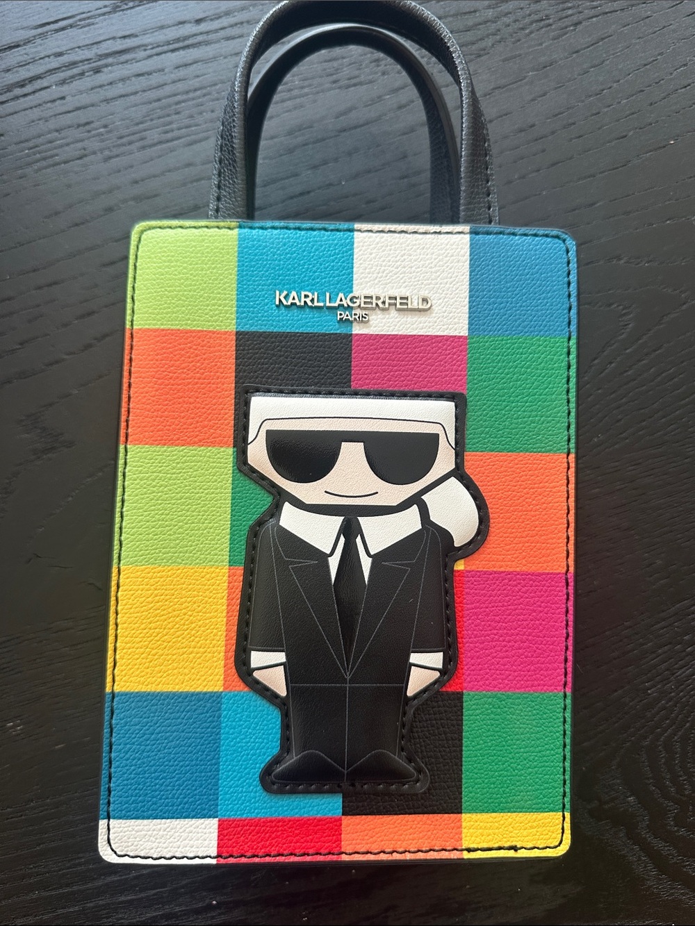 Karl Lagerfeld Colorblock Mini Tote 
Without the black strap. Perfect.